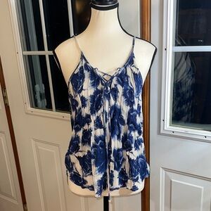 Billabong Blue and White Floral Tank Top